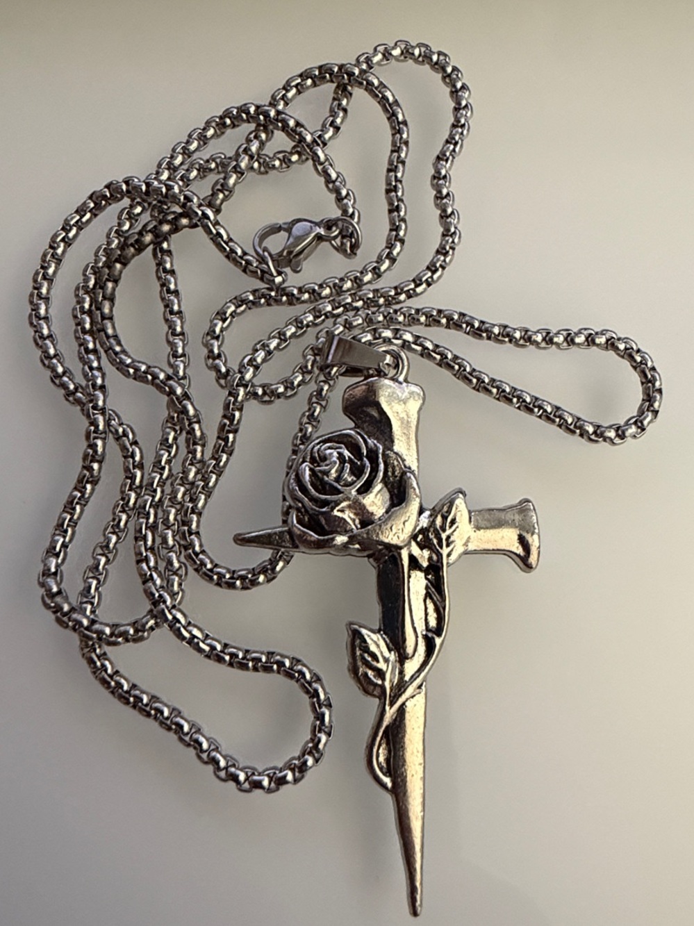 Rose Cross Pendant Necklace NWOT